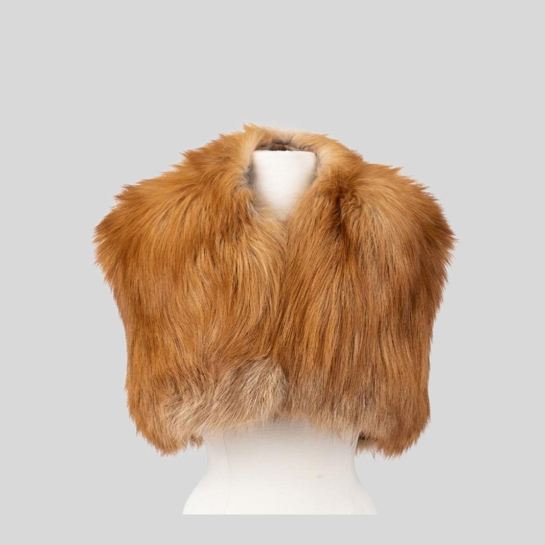 Luxury Fox Fur Collar with Button & Loop Closure | Black, Brown